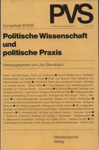 Politische Wissenschaft und politische Praxis Tagung der Deutschen Vereinigung für Politische Wissenschaft in Bonn, Herbst 1977
