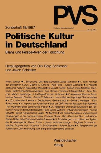 Politische Kultur in Deutschland Bilanz und Perspektiven der Forschung