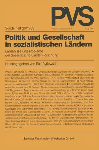 Politik und Gesellschaft in sozialistischen Ländern Ergebnisse und Probleme der Sozialistischen Länder-Forschung