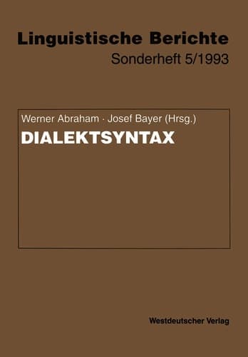 Dialektsyntax (Linguistische Berichte Sonderhefte, 5) (German Edition)