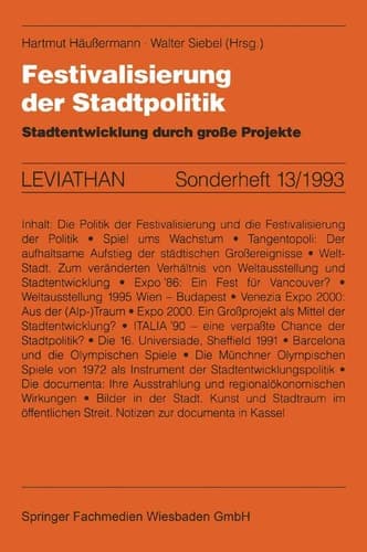 Festivalisierung der Stadtpolitik: Stadtentwicklung durch große Projekte (German Edition)