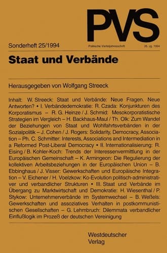 Staat und Verbände (Politische Vierteljahresschrift Sonderhefte, 25) (German Edition)