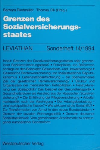 Grenzen des Sozialversicherungsstaates (Leviathan Sonderhefte, 14) (German Edition)