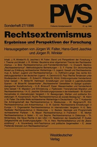 Rechtsextremismus: Ergebnisse und Perspektiven der Forschung (Politische Vierteljahresschrift Sonderhefte, 27) (German Edition)
