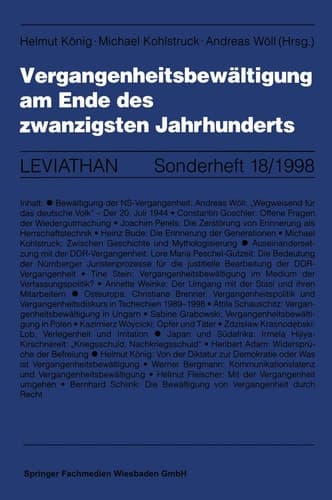 Vergangenheitsbewältigung am Ende des zwanzigsten Jahrhunderts (Leviathan Sonderhefte, 18) (German Edition)