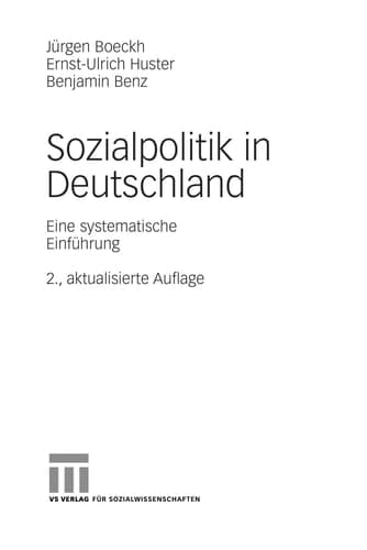 Sozialpolitik in Deutschland Eine systematische Einführung