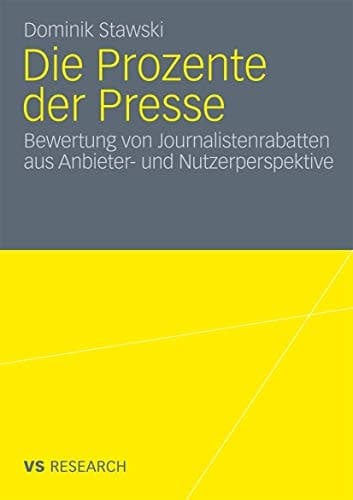 Die Prozente der Presse Bewertung von Journalistenrabatten aus Anbieter- und Nutzerperspektive