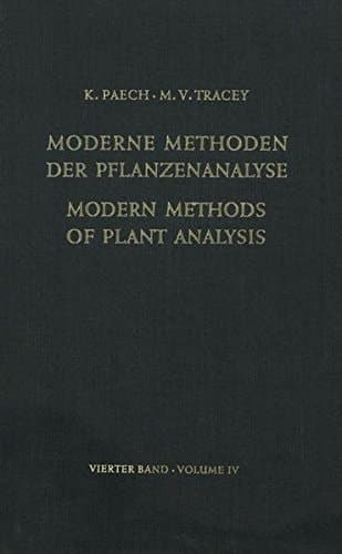 Modern Methods of Plant Analysis / Moderne Methoden der Pflanzenanalyse