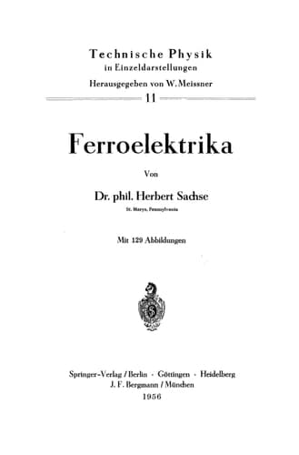Ferroelektrika (Technische Physik in Einzeldarstellungen, 11) (German Edition)