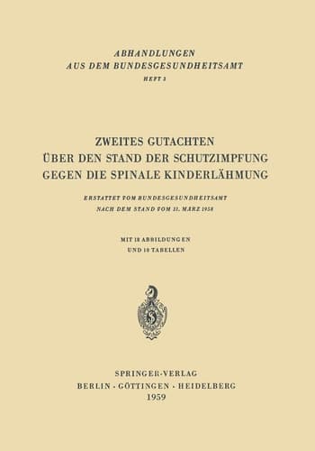 Zweites Gutachten über den Stand der Schutzimpfung gegen die Spinale Kinderlähmung Erstattet vom Bundesgesundheitsamt nach dem Stand vom 31. März 1958