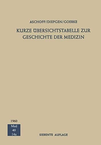 Kurze Übersichtstabelle zur Geschichte der Medizin (German Edition)
