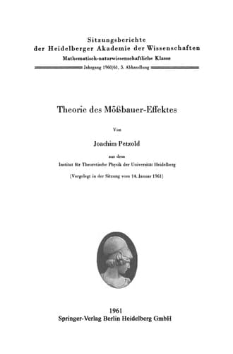 Theorie des Mößbauer-Effektes (Sitzungsberichte der Heidelberger Akademie der Wissenschaften, 1960/61 / 5) (German Edition)