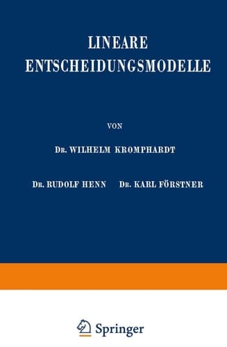 Lineare Entscheidungsmodelle (Enzyklopädie der Rechts- und Staatswissenschaft) (German Edition)