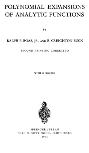 Polynomial Expansions of Analytic Functions Reihe: Moderne Funktionentheorie
