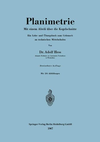 Planimetrie Mit einem Abriß über die Kegelschnitte