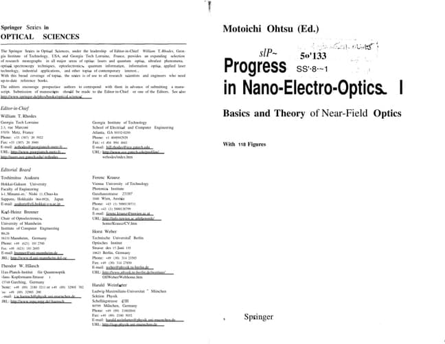 Progress in Nano-Electro-Optics II Novel Devices and Atom Manipulation