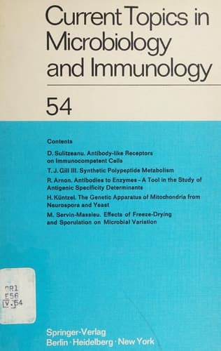 Current Topics in Microbiology and Immunology Ergebnisse der Mikrobiologie und Immunitätsforschung
