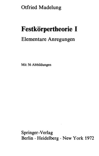 Festkörpertheorie I: Elementare Anregungen (Heidelberger Taschenbücher, 104) (German Edition)