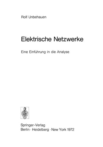 Elektrische Netzwerke: Eine Einf Hrung in Die Analyse (Hochschultext) (German Edition)