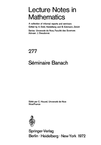 Seminaire Banach (Lecture Notes in Mathematics, 277) (French Edition)