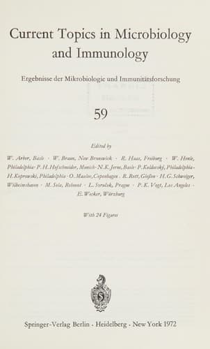Current Topics in Microbiology and Immunology Ergebnisse der Mikrobiologie und Immunitätsforschung