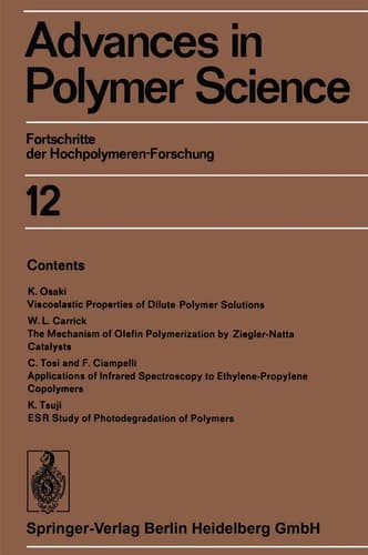 Advances in Polymer Science Fortschritte der Hochpolymeren-Forschung