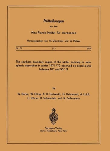 The Southern Boundary Region of the Winter Anomaly in Ionospheric Absorption in Winter 1971/72 Observed on Board the Cargo Vessel “Hanau” of Hapag-Lloyd Moving between 10° and 55° N