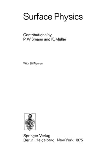 Surface Physics (Springer Tracts in Modern Physics)