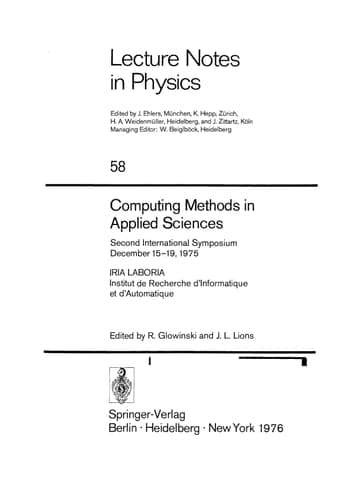Computing Methods in Applied Sciences: Second International Symposium, December 15-19, 1975 (Lecture Notes in Physics) (English and French Edition)