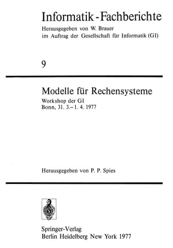 Modelle für Rechensysteme Workshop der GI, Bonn, 31. 3.-1. 4. 1977