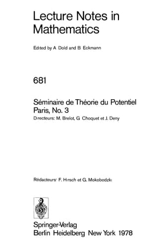 Séminaire de Théorie du Potentiel, Paris, 1976-1977, No. 3 (Lecture Notes in Mathematics, 681) (French and English Edition)