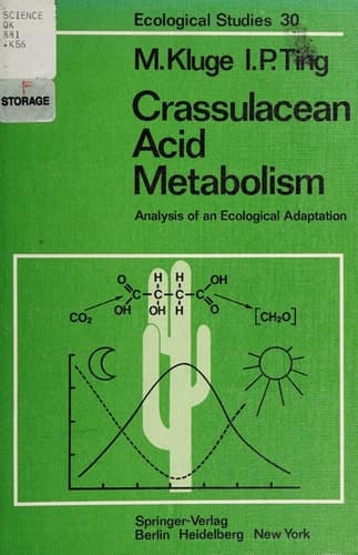 Crassulacean Acid Metabolism: Analysis of an Ecological Adaptation (Ecological Studies)