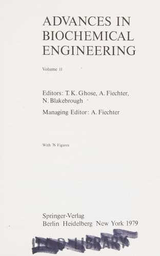 Advances in Biochemical Engineering (Advances in Biochemical Engineering/Biotechnology)