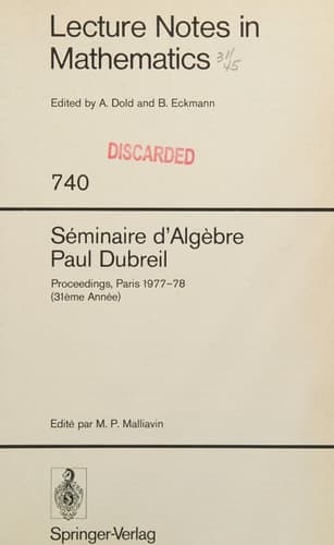 Séminaire d'Algèbre Paul Dubreil Proceedings. Paris 1977-78 (31ème Année)