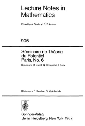 Séminaire de Théorie du Potentiel, Paris, No. 6 (Lecture Notes in Mathematics, 906) (French Edition)