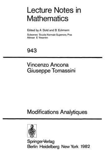 Modifications Analytiques (Lecture Notes in Mathematics, 943) (French Edition)