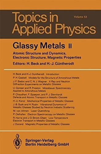 Glassy Metals II: Atomic Structure and Dynamics, Electronic Structure, Magnetic Properties (Topics in Applied Physics)