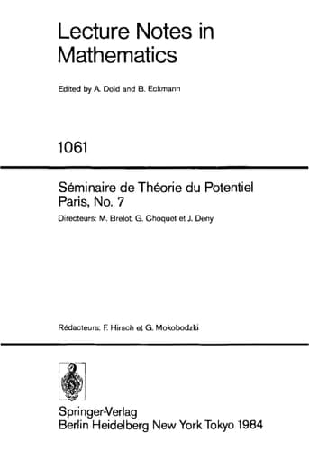 Sminaire de Theorie du Potentiel Paris, No. 7