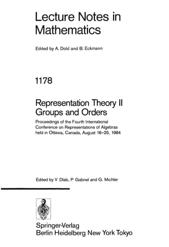 Representation Theory I. Proceedings of the Fourth International Conference on Representations of Algebras, held in Ottawa, Canada, August 16-25, 1984 Finite Dimensional Algebras