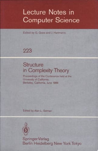 Structure in Complexity Theory Proceedings of the Conference Held at the University of California, Berkeley, June 2-5, 1986