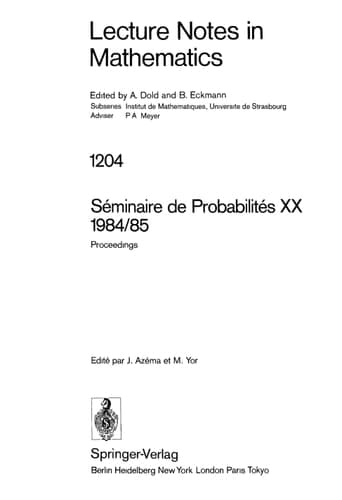 Séminaire de Probabilités XX 1984/85 Proceedings