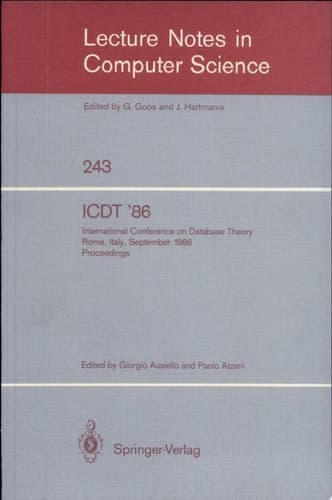 ICDT'86 International Conference on Database Theory. Rome, Italy, September 8-10, 1986. Proceedings