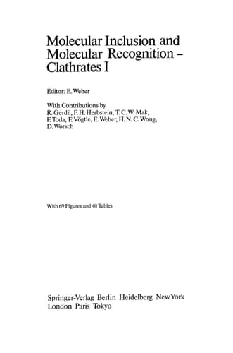 Molecular Inclusion and Molecular Recognition — Clathrates I