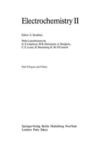 Electrochemistry I (Topics in Current Chemistry)