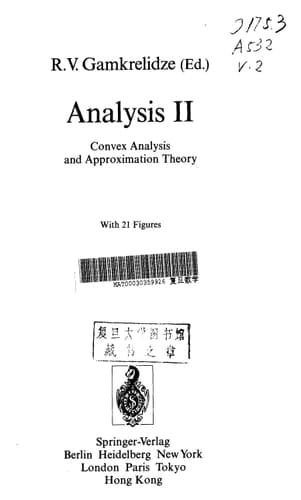 Analysis II Convex Analysis and Approximation Theory