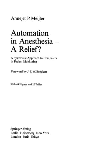 Automation in Anesthesia ― A Relief?: A Systematic Approach to Computers in Patient Monitoring
