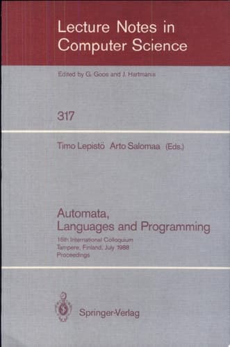 Automata, Languages and Programming 15th International Colloquium, Tampere, Finland, July 11-15, 1988. Proceedings