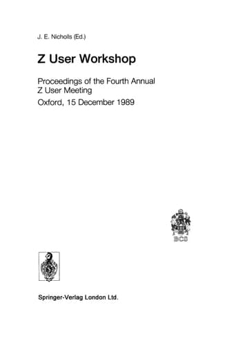 Z User Workshop Proceedings of the Fourth Annual Z User Meeting Oxford, 15 December 1989