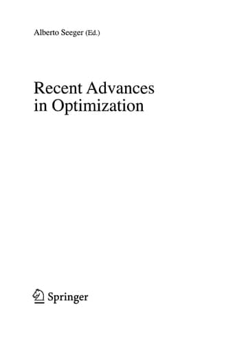 Recent Advances in Optimization