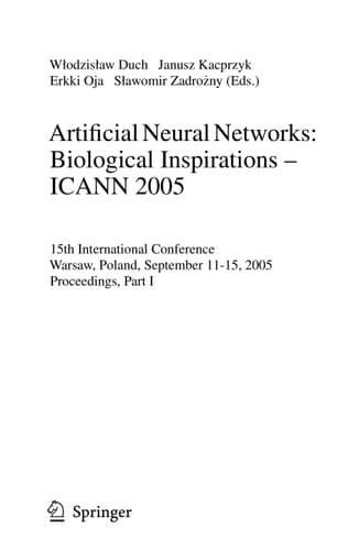Artificial Neural Networks: Formal Models and Their Applications – ICANN 2005 15th International Conference, Warsaw, Poland, September 11-15, 2005, Proceedings